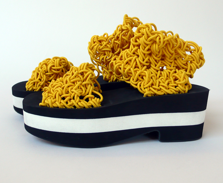 Arielle de Pinto/LVMM: Marigold Crochet Platform Sandals